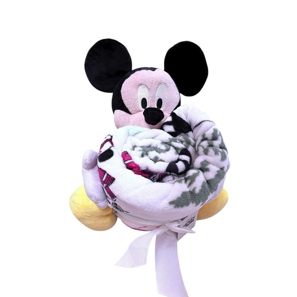 Disney Mickey Mouse 19” Buddy Plush Toy Plus Holiday Winter 50”x60” Throw NWT